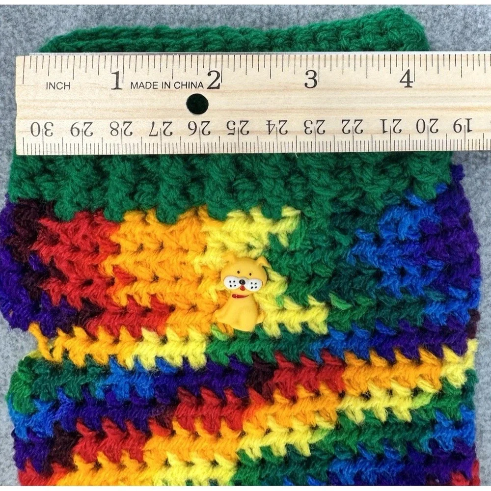 X-Small Dog Sweater‎ Rainbow Variegated Green Crochet Handmade